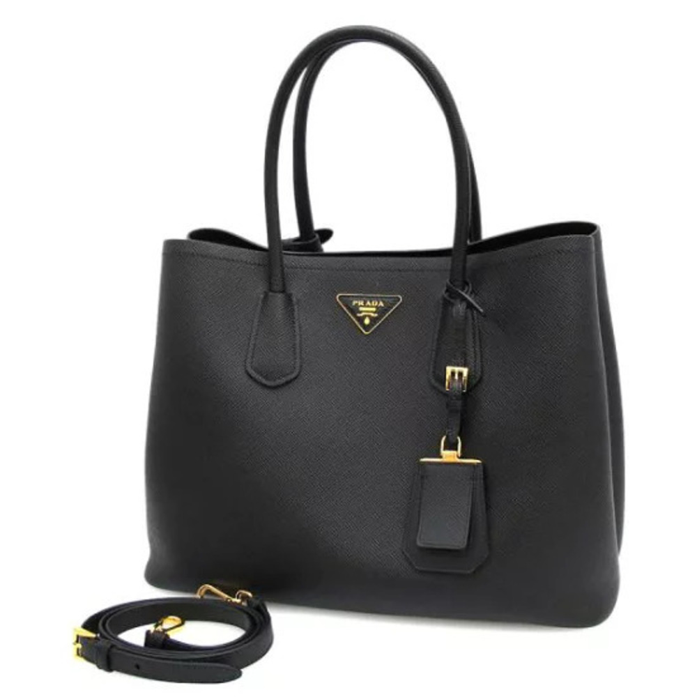 Prada Double Saffiano Leather Bag black signature